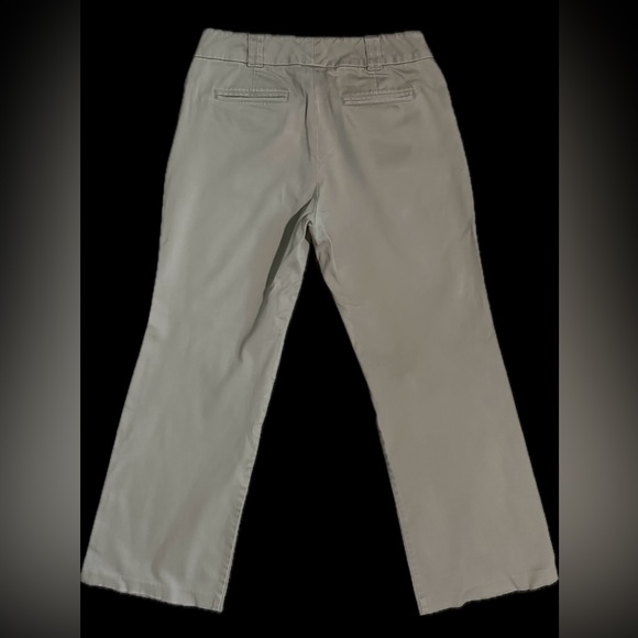 New York and Company Low Waisted Flare Khaki Slacks - Picture 3 of 6